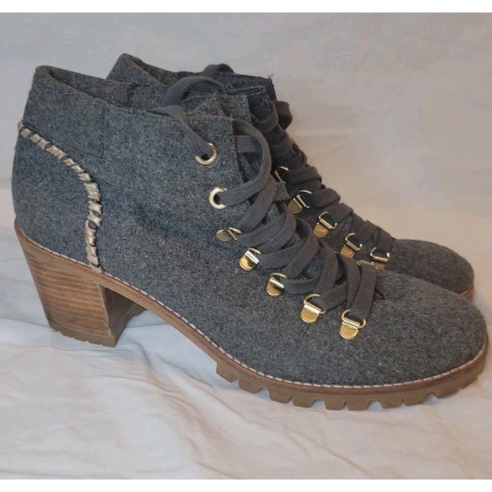 Jack Rogers Poppy Flannel Grey Lace Up Dress Ankle Hiker Bootie 9.5M SEE PHOTOS